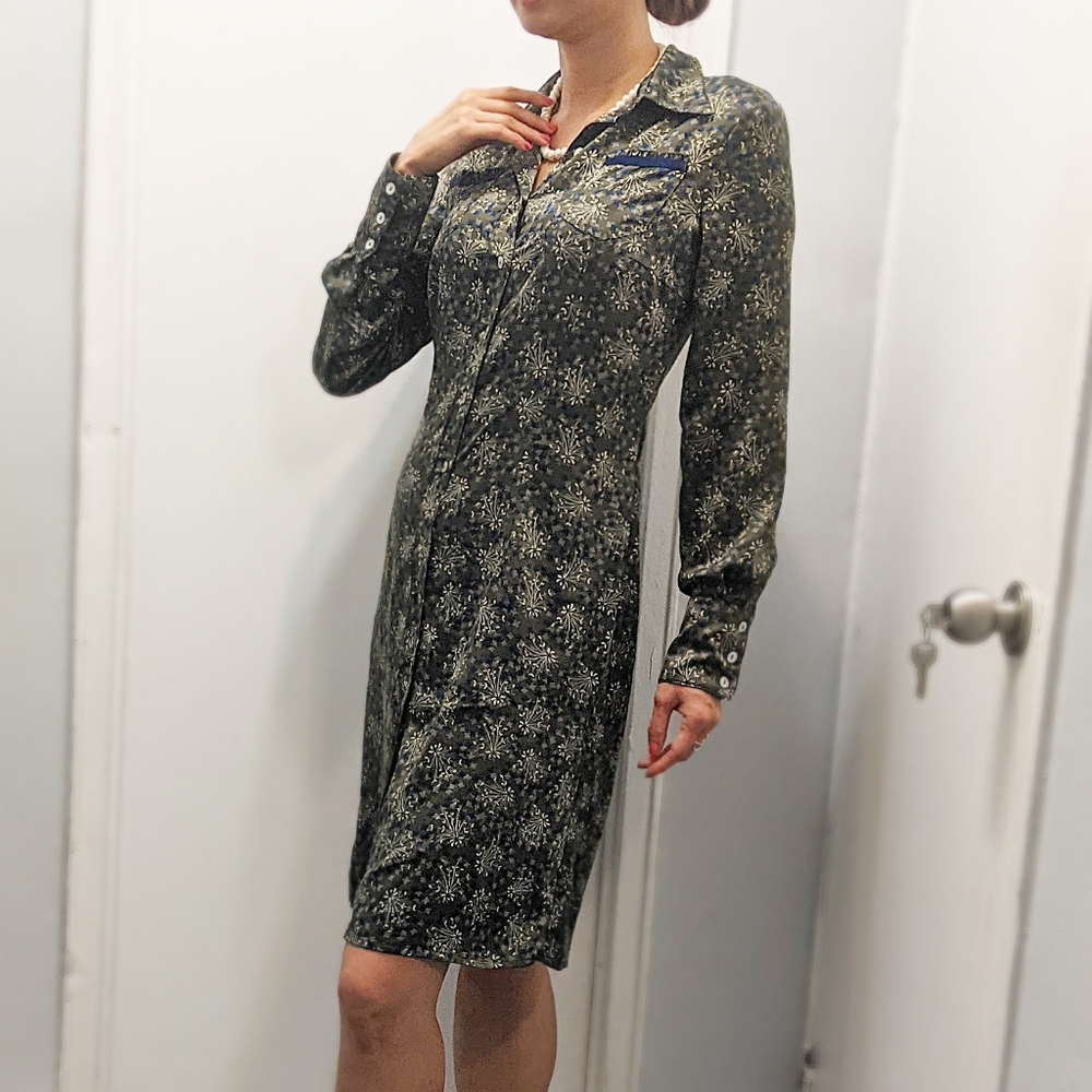 Stefanel Satin Shirt Dress - Picture 2 of 5